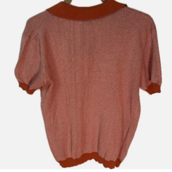 NWT - OxKnit Men's XL Orange Retro Short Sleeve Shirt 100% Cotton Pocket Buttons - Picture 2 of 5